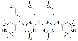 6-chloro-N-[4-chloro-6-[(3-methoxypropyl)(2,2,6,6-tetramethylpiperidin-4-yl)amino]-1,3,5-triazin-2-yl]-N,N'-bis(3-methoxypropyl)-N'-(2,2,6,6-tetramethylpiperidin-4-yl)-1,3,5-triazine-2,4-diamine Struktur