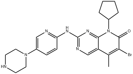 6-broMo-8-cyclopentyl-5-Methyl-2-(5-(piperazin-1-yl)pyridin-2-ylaMino)pyrido[2,3-d]pyriMidin-7(8H)-one Struktur