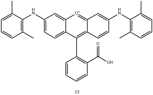 9-(2-carboxyphenyl)-3,6-bis[(2,6-dimethylphenyl)amino]xanthylium chloride Struktur