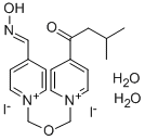 Pyridinium, 4-((hydroxyimino)methyl)-1-(((4-(3-methyl-1-oxobutyl)pyrid inio)methoxy)methyl)-, diiodide, dihydrate Struktur