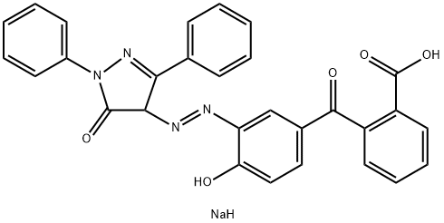 sodium 2-[3-[[4,5-dihydro-5-oxo-1,3-diphenyl-1H-pyrazol-4-yl]azo]-4-hydroxybenzoyl]benzoate Struktur