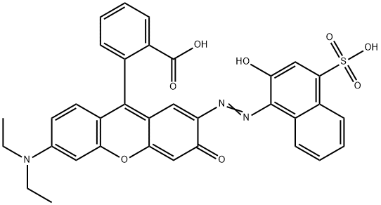 2-[6-(diethylamino)-2-[(2-hydroxy-4-sulpho-1-naphthyl)azo]-3-oxo(3H)-xanthen-9-yl]benzoic acid Struktur