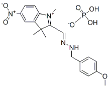 2-[[(4-methoxyphenyl)methylhydrazono]methyl]-1,3,3-trimethyl-5-nitro-3H-indolium dihydrogen phosphate Struktur