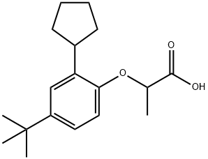 2-[2-cyclopentyl-4-(1,1-dimethylethyl)phenoxy]propionic acid Struktur