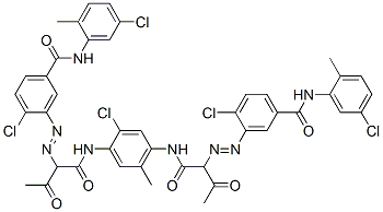 3,3'-[(2-chloro-5-methyl-p-phenylene)bis[imino(1-acetyl-2-oxoethylene)azo]]bis[4-chloro-N-(5-chloro-o-tolyl)benzamide] Struktur