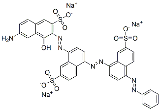 8-[(7-amino-1-hydroxy-3-sulpho-2-naphthyl)azo]-5-[[4-(phenylazo)-7-sulpho-1-naphthyl]azo]naphthalene-2-sulphonic acid, sodium salt Struktur