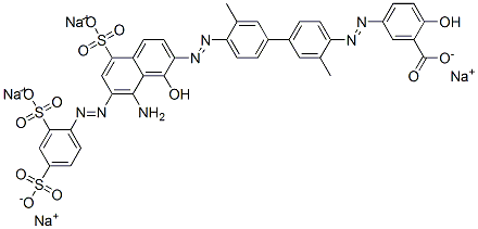 5-[[4'-[[8-amino-7-[(2,4-disulphophenyl)azo]-1-hydroxy-5-sulpho-2-naphthyl]azo]-3,3'-dimethyl[1,1'-biphenyl]-4-yl]azo]salicylic acid, sodium salt Struktur