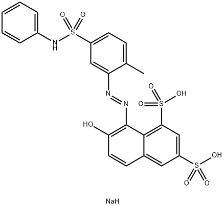 disodium 8-[[5-anilinosulphonyl-2-methylphenyl]azo]-7-hydroxynaphthalene-1,3-disulphonate Struktur