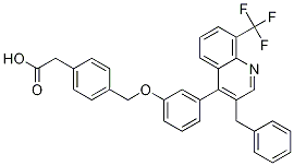 Benzeneacetic acid, 4-[[3-[3-(phenylMethyl)-8-(trifluoroMethyl)-4-quinolinyl]phenoxy]Methyl]- Struktur