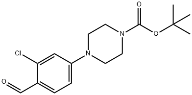 4-(3-Chloro-4-formyl-phenyl)-piperazine-1-carboxylic acid tert-butyl ester Struktur