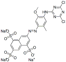 trisodium 7-[[4-[(4,6-dichloro-1,3,5-triazin-2-yl)amino]-5-methoxy-2-methylphenyl]azo]naphthalene-1,3,5-trisulphonate  Struktur