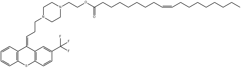 (Z)-2-[4-[3-[2-(trifluoromethyl)-9H-thioxanthen-9-ylidene]propyl]-1-piperazinyl]ethyl oleate Struktur