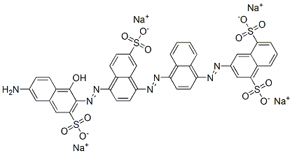 3-[[4-[[4-[(6-amino-1-hydroxy-3-sulpho-2-naphthyl)azo]-7-sulpho-1-naphthyl]azo]-1-naphthyl]azo]naphthalene-1,5-disulphonic acid, sodium salt Struktur