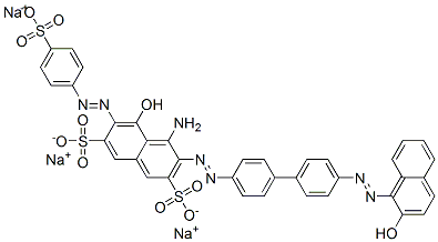 4-amino-5-hydroxy-3-[[4'-[(2-hydroxy-1-naphthyl)azo][1,1'-biphenyl]-4-yl]azo]-6-[(4-sulphophenyl)azo]naphthalene-2,7-disulphonic acid, sodium salt Struktur