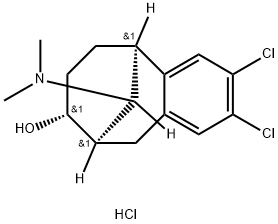 (5alpha,8alpha,9alpha,11R*)-2,3-dichloro-11-(dimethylamino)-5,6,7,8,9,10-hexahydro-5,9-methanobenzocycloocten-8-ol hydrochloride Struktur