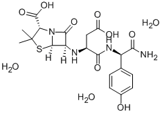 Glycinamide, L-asparaginyl-N-(2-carboxy-3,3-dimethyl-7-oxo-4-thia-1-az abicyclo(3.2.0)hept-6-yl)-D-2-(4-hydroxyphenyl)-, trihydrate, (2S-(2-a lpha,5-alpha,6-beta))- Struktur