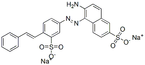 disodium 6-amino-5-[[4-(2-phenylvinyl)-3-sulphonatophenyl]azo]naphthalene-2-sulphonate Struktur