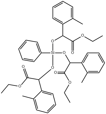 3,5,8-Trioxa-4-siladecanoic acid, 2,6-bis(2-methylphenyl)-4-(2-ethoxy- 1-(2-methylphenyl)-2-oxoethoxy)-7-oxo-4-phenyl-, ethyl ester Struktur