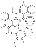 3,5,8-Trioxa-4-siladecanoic acid, 2,6-bis(2-methoxyphenyl)-4-(2-ethoxy -1-(2-methoxyphenyl)-2-oxoethoxy)-7-oxo-4-phenyl-, ethyl ester Struktur