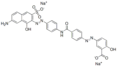 disodium 5-[[4-[[[4-[(7-amino-1-hydroxy-3-sulphonato-2-naphthyl)azo]phenyl]amino]carbonyl]phenyl]azo]salicylate Struktur