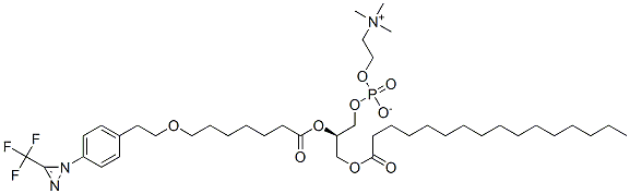 1-palmitoyl-2-(10-(4-((trifluoromethyl)diazirinyl)phenyl)-8-oxadecanoyl)-sn-glycero-3-phosphocholine Struktur