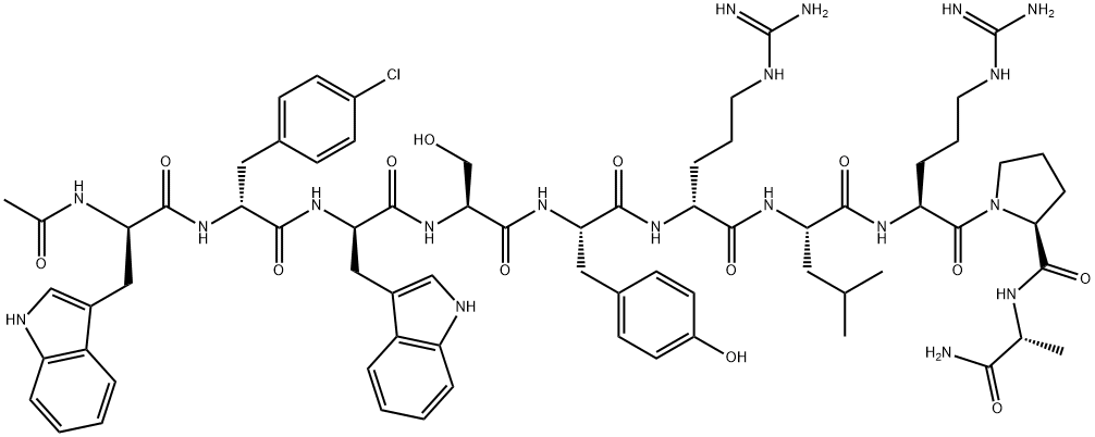 LHRH, N-Ac-Trp(1)-(4-Cl-Phe)(2)-Trp(3)-Arg(6)-Ala(10)- Struktur