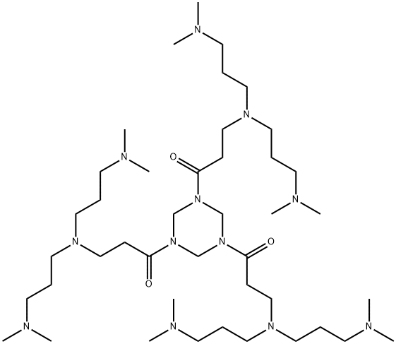 1,3,5-tris[3-[bis[3-(dimethylamino)propyl]amino]-1-oxopropyl]hexahydro-1,3,5-triazine  Struktur