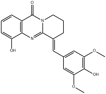 11H-Pyrido[2,1-b]quinazolin-11-one,  6,7,8,9-tetrahydro-4-hydroxy-6-[(4-hydroxy-3,5-dimethoxyphenyl)methylene]-,  (6E)- Struktur