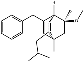 (1S,4S,8S)-5-BENZYL-8-METHOXY-1,8-DIMETHYL-2-(2'-METHYLPROPYL)-BICYCLO [2.2.2]OCTA-2,5-DIENE Struktur