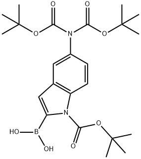 1H-Indole-1-carboxylic acid, 5-[bis[(1,1-dimethylethoxy)carbonyl]amino]-2-borono-, 1-(1,1-dimethylethyl) ester (9CI) Struktur