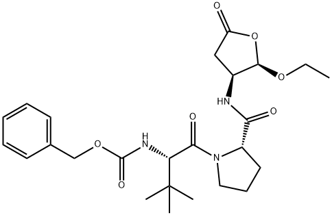 benzyl (S)-1-((S)-2-((2R,3S)-2-ethoxy-5-oxotetrahydrofuran-3-ylcarbaMoyl)pyrrolidin-1-yl)-3,3-diMethyl-1-oxobutan-2-ylcarbaMate Struktur