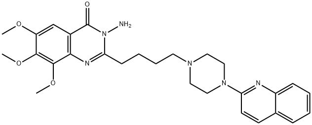 4(3H)-Quinazolinone,  3-amino-6,7,8-trimethoxy-2-[4-[4-(2-quinolinyl)-1-piperazinyl]butyl]- Struktur