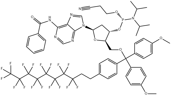 5'-O-FDMT-N6-BENZOYL-2'-DEOXYADENOSINE CEP Struktur