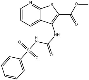 methyl 3-({[(phenylsulfonyl)amino]carbonyl}amino)thieno[2,3-b]pyridine-2-carboxylate Struktur