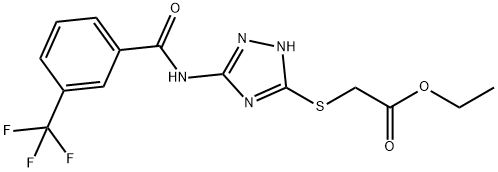 ethyl 2-[(3-{[3-(trifluoromethyl)benzoyl]amino}-1H-1,2,4-triazol-5-yl)sulfanyl]acetate Struktur