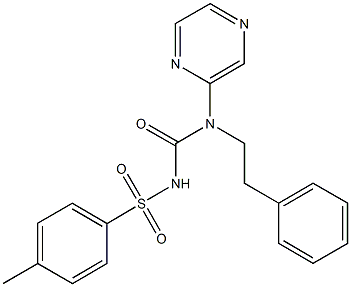 2-[({[(4-methylphenyl)sulfonyl]amino}carbonyl)(phenethyl)amino]pyrazine Struktur