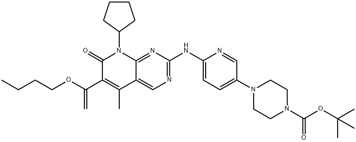 tert-butyl 4-(6-(8-cyclopentyl-5-Methyl-7-oxo-6-(1-propoxyvinyl)-7,8-dihydropyrido[2,3-d]pyriMidin-2-ylaMino)pyridin-3-yl)piperazine-1-carboxylate Structure