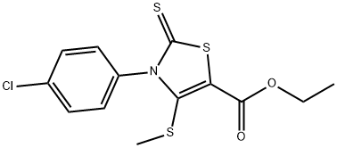 ethyl 3-(4-chlorophenyl)-4-(methylsulfanyl)-2-thioxo-2,3-dihydro-1,3-thiazole-5-carboxylate Struktur