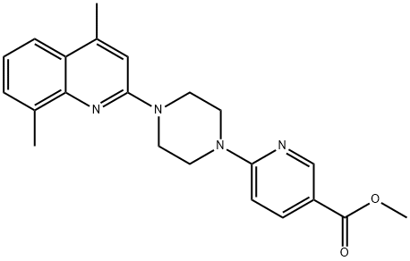 methyl 6-[4-(4,8-dimethyl-2-quinolinyl)piperazino]nicotinate Struktur