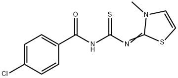 N-(4-chlorobenzoyl)-N'-[3-methyl-1,3-thiazol-2(3H)-yliden]thiourea Struktur