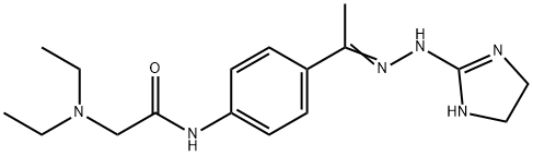 2-(diethylamino)-N-(4-{1-[(E)-2-(4,5-dihydro-1H-imidazol-2-yl)hydrazono]ethyl}phenyl)acetamide Struktur