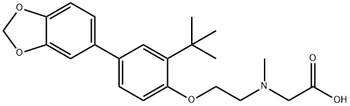 N-[2-[4-(1,3-Benzodioxol-5-yl)-2-(1,1-dimethylethyl)phenoxy]ethyl]-N-methylglycinehydrochloride Struktur