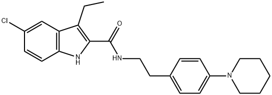 5-chloro-3-ethyl-1H-indole-2-carboxylic  acid  [2-(4-piperidin-1-yl-phenyl)-ethyl]-amide Struktur