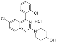 4-Piperidinol, 1-(6-chloro-4-(2-chlorophenyl)-2-quinazolinyl)-, monohy drochloride Struktur