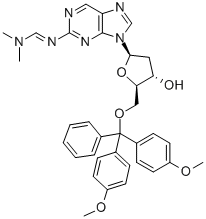 5'-O-(DIMETHOXYTRITYL)-2-(DIMETHYLAMINOMETHYLIDENE-AMINO)PURINE-2'-DEOXYRIBOSIDE Struktur