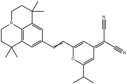 2-[2-(1-Methylethyl)-6-[2-(2,3,6,7-tetrahydro-1,1,7,7-tetramethyl-1H,5H-benzo[ij]quinolizin-9-yl)ethenyl]-4H-pyran-4-ylidene]propanedinitrile Struktur