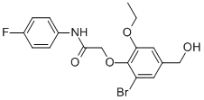 2-[2-BROMO-6-ETHOXY-4-(HYDROXYMETHYL)PHENOXY]-N-(4-FLUOROPHENYL)-ACETAMIDE Struktur