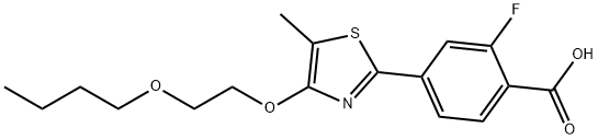 4-[4-(2-Butoxyethoxy-)-5-methyl-2-thiazolyl]-2-fluorobenzoicacid Struktur