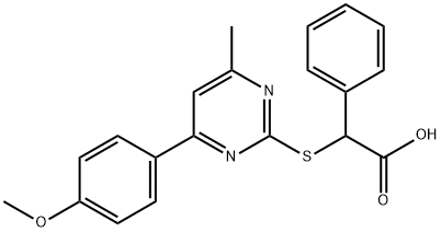 2-[4-(4-methoxyphenyl)-6-methyl-pyrimidin-2-yl]sulfanyl-2-phenyl-aceti c acid Struktur