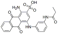 1-amino-9,10-dihydro-9,10-dioxo-4-[[3-[(1-oxopropyl)amino]phenyl]amino]anthracene-2-sulphonic acid Struktur